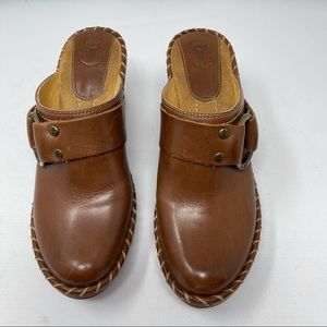 Frye Leather Charlotte Harness Mules Clogs Slides
